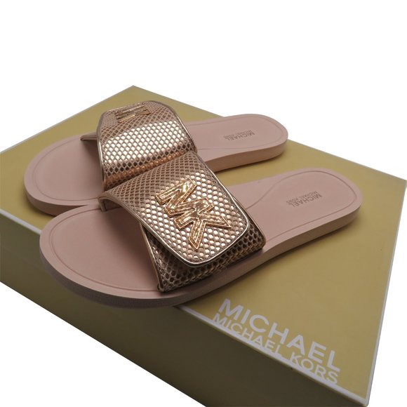 Michael Kors PALMER Mesh Rosegold Slide Sandal - Picture 2 of 3